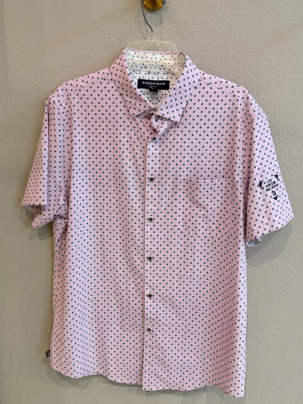 Mizzen+Main Leeward Pink Performance Button Front Shirt Byron Nelson Large - Picture 2 of 7